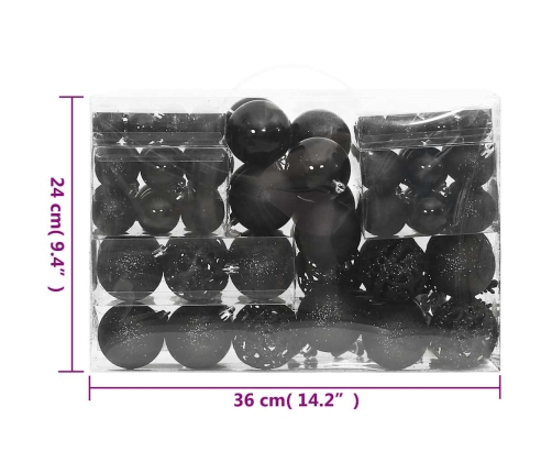 Ziemassvētku Eglītes Rotājumi, 111 Gab., Melns Polistirols Vidaxl