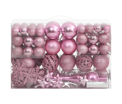 Ziemassvētku Eglītes Rotājumi, 111 Daļas, Rozā Polistirols Vidaxl