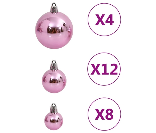 Ziemassvētku Eglītes Rotājumi, 111 Daļas, Rozā Polistirols Vidaxl