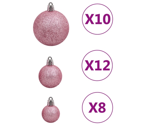 Ziemassvētku Eglītes Rotājumi, 111 Daļas, Rozā Polistirols Vidaxl