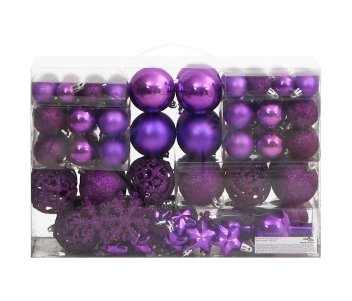 Ziemassvētku Eglītes Rotājumi, 111 Daļas, Violets Polistirols Vidaxl