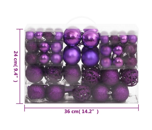 Ziemassvētku Eglītes Rotājumi, 111 Daļas, Violets Polistirols Vidaxl