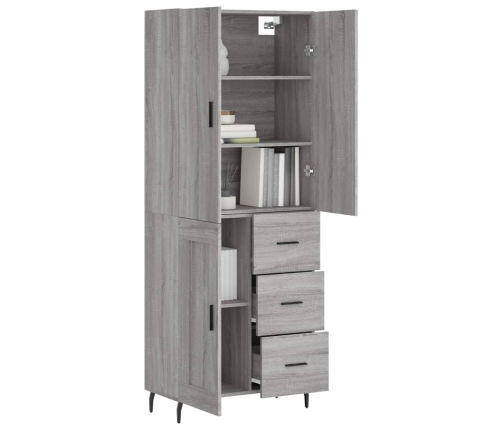vidaXL augstais skapis, pelēks, 69,5x34x180 cm, inženierijas koks