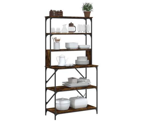 vidaXL virtuves plaukts, 6 līmeņi, kūpināts ozols, 90x40x180 cm, koks