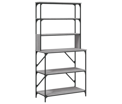 vidaXL virtuves plaukts, 6 līmeņi, pelēka ozola, 90x40x180 cm, koks