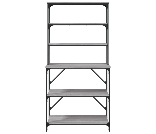 vidaXL virtuves plaukts, 6 līmeņi, pelēka ozola, 90x40x180 cm, koks