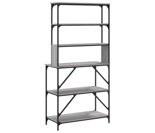 vidaXL virtuves plaukts, 6 līmeņi, pelēka ozola, 90x40x180 cm, koks