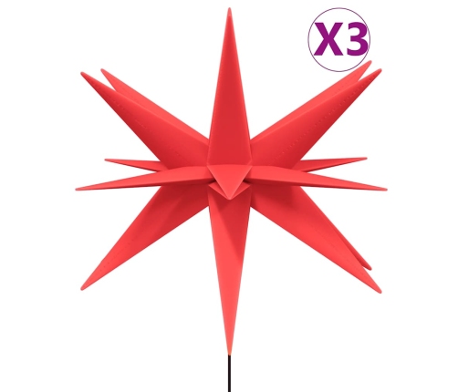 vidaXL Ziemassvētku lampas ar LED un mietiņu, 3 gab., sarkanas, 35 cm