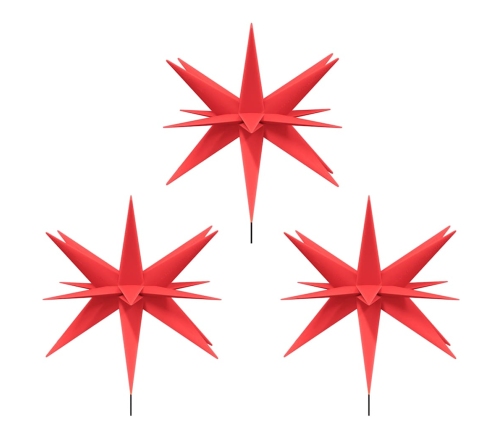 vidaXL Ziemassvētku lampas ar LED un mietiņu, 3 gab., sarkanas, 35 cm