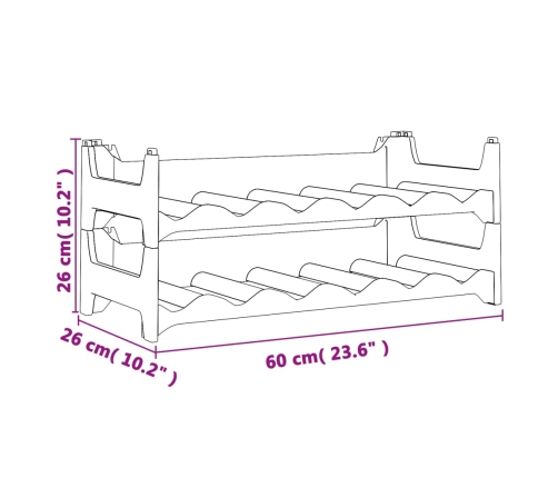 vidaXL vīna plaukts 12 pudelēm, PP, saliekams viens uz otra