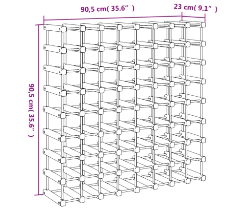 vidaXL vīna pudeļu plaukts 72 pudelēm, 90,5x23x90,5 cm, priedes koks