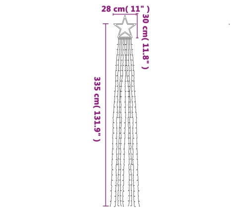 vidaXL Ziemassvētku eglītes gaismiņas, 320 LED, silti baltas, 375 cm