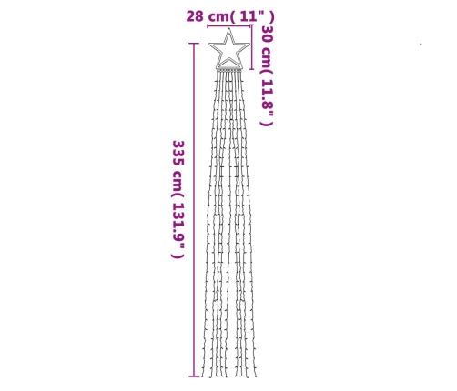 vidaXL Ziemassvētku eglītes gaismiņas, 320 LED, vēsi baltas, 375 cm