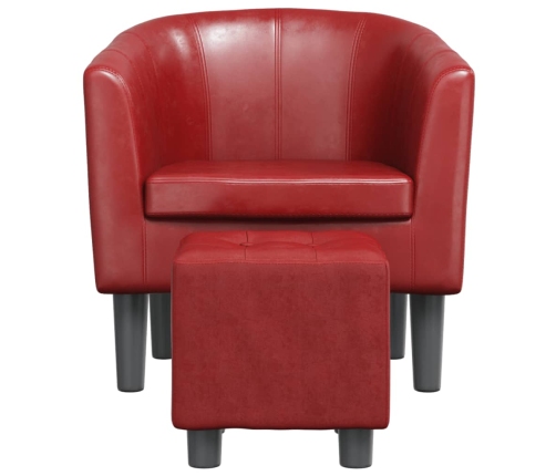 vidaXL klubkrēsls ar kāju soliņu, vīnsarkana mākslīgā āda