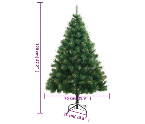 vidaXL mākslīgā Ziemassvētku egle ar statīvu, 120 cm