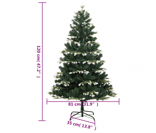 vidaXL mākslīgā Ziemassvētku egle ar sniegu, 120 cm