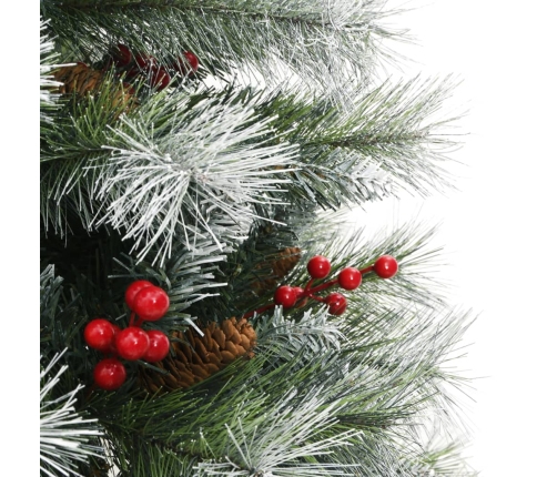 vidaXL mākslīgā Ziemassvētku egle ar čiekuriem un ogām, 150 cm