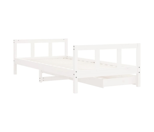 vidaXL bērnu gultas rāmis ar atvilktnēm, balts, priedes masīvkoks