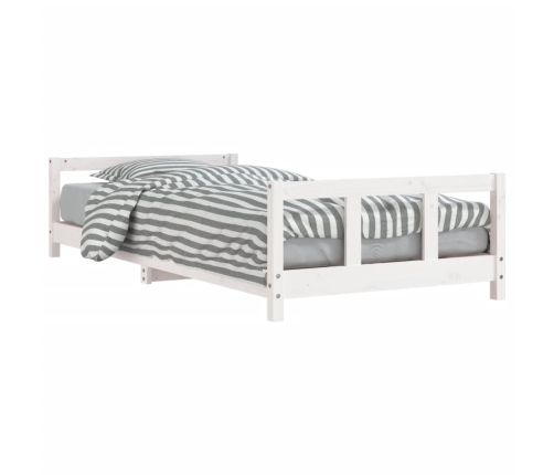 vidaXL bērnu gultas rāmis, balts, 90x200 cm, priedes masīvkoks