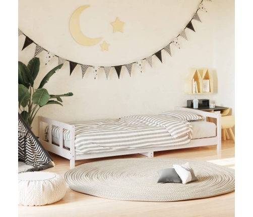 vidaXL bērnu gultas rāmis, balts, 90x200 cm, priedes masīvkoks