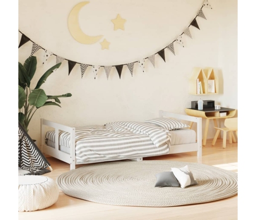 vidaXL bērnu gultas rāmis, balts, 80x160 cm, priedes masīvkoks