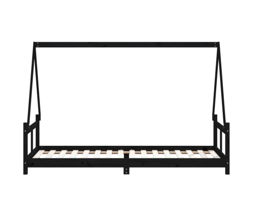 vidaXL bērnu gultas rāmis, melns, 80x200 cm, priedes masīvkoks