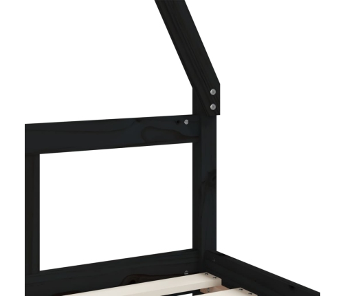 vidaXL bērnu gultas rāmis, melns, 80x200 cm, priedes masīvkoks