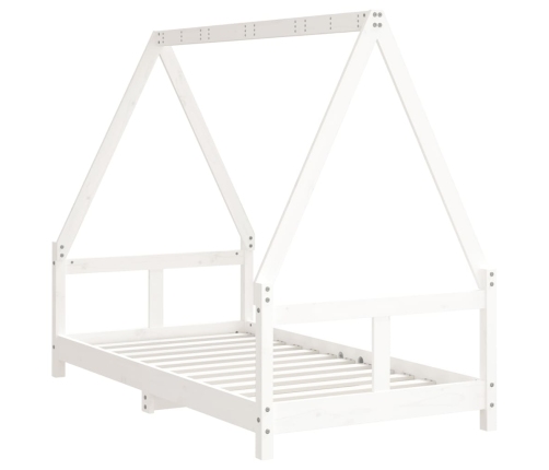 vidaXL bērnu gultas rāmis, balts, 80x160 cm, priedes masīvkoks
