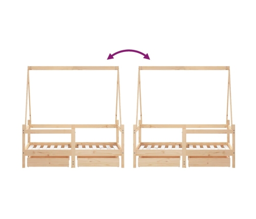 Bērnu Gultas Rāmis Ar Atvilktnēm, 70X140 Cm, Priedes Masīvkoks Vidaxl