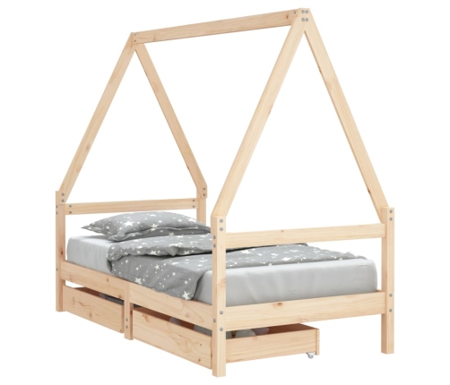 Bērnu Gultas Rāmis Ar Atvilktnēm, 80X160 Cm, Priedes Masīvkoks Vidaxl