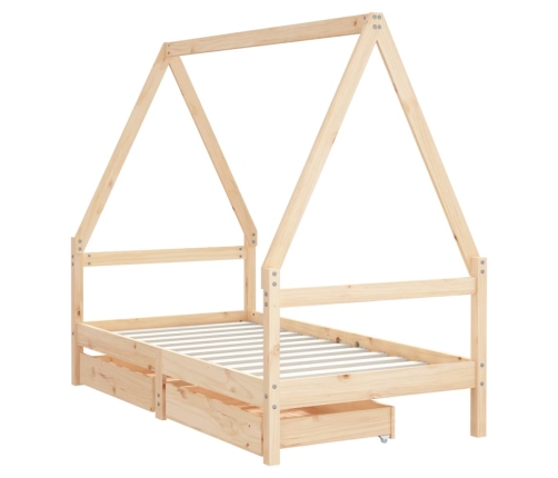 Bērnu Gultas Rāmis Ar Atvilktnēm, 80X160 Cm, Priedes Masīvkoks Vidaxl