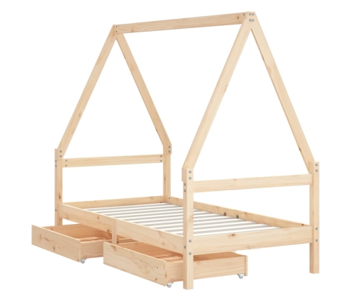 Bērnu Gultas Rāmis Ar Atvilktnēm, 80X160 Cm, Priedes Masīvkoks Vidaxl