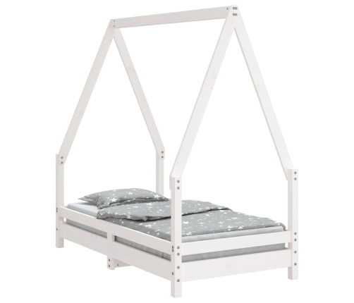 vidaXL bērnu gultas rāmis, priedes masīvkoks, 70x140 cm, balts