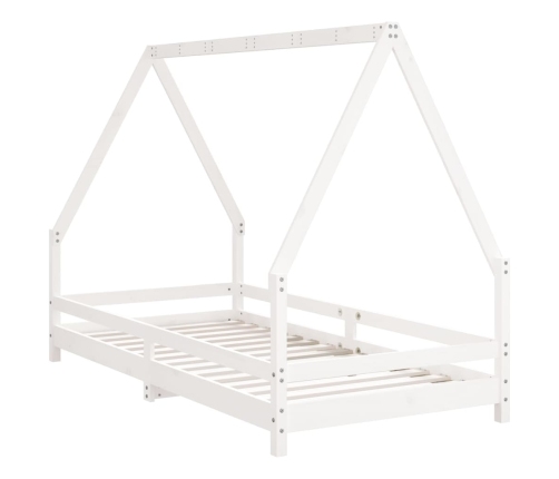 vidaXL bērnu gultas rāmis, balts, 90x190 cm, priedes masīvkoks