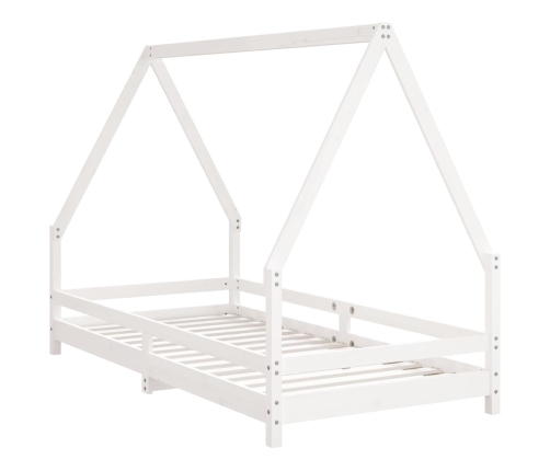 vidaXL bērnu gultas rāmis, balts, 90x190 cm, priedes masīvkoks