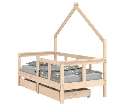 Bērnu Gultas Rāmis Ar Atvilktnēm, 70X140 Cm, Priedes Masīvkoks Vidaxl