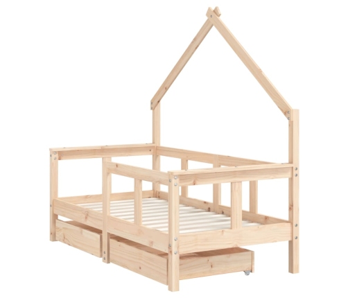 Bērnu Gultas Rāmis Ar Atvilktnēm, 70X140 Cm, Priedes Masīvkoks Vidaxl