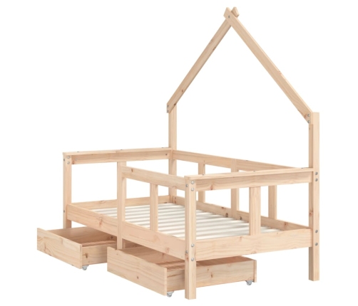 Bērnu Gultas Rāmis Ar Atvilktnēm, 70X140 Cm, Priedes Masīvkoks Vidaxl
