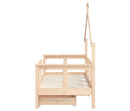 Bērnu Gultas Rāmis Ar Atvilktnēm, 70X140 Cm, Priedes Masīvkoks Vidaxl