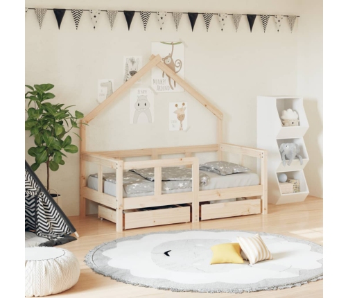 Bērnu Gultas Rāmis Ar Atvilktnēm, 70X140 Cm, Priedes Masīvkoks Vidaxl