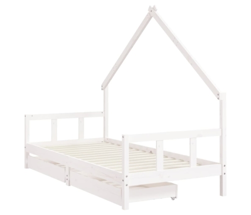 Bērnu Gultas Rāmis Ar Atvilktnēm, Balts, Priedes Masīvkoks Vidaxl