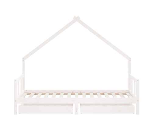 Bērnu Gultas Rāmis Ar Atvilktnēm, Balts, Priedes Masīvkoks Vidaxl