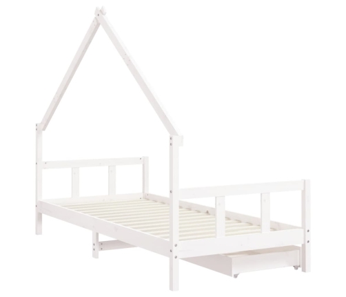 Bērnu Gultas Rāmis Ar Atvilktnēm, Balts, Priedes Masīvkoks Vidaxl