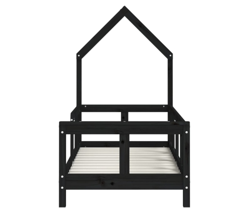 vidaXL bērnu gultas rāmis, melns, 70x140 cm, priedes masīvkoks