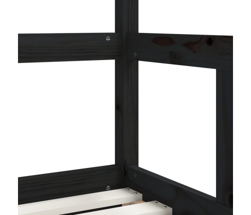 vidaXL bērnu gultas rāmis, melns, 70x140 cm, priedes masīvkoks