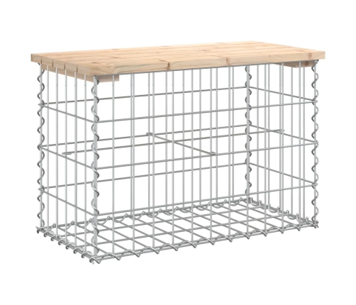 vidaXL dārza sols, gabiona dizains, 63x31,5x42 cm, priedes masīvkoks