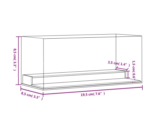 vidaXL vitrīnas kaste, caurspīdīga, 19,5x8,5x8,5 cm, akrils