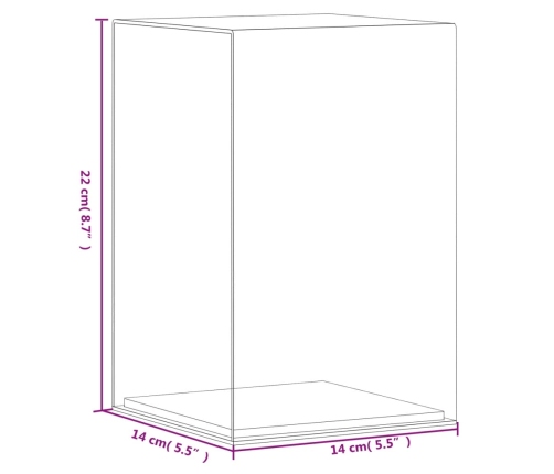 vidaXL vitrīnas kaste, caurspīdīga, 14x14x22 cm, akrils