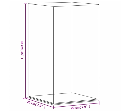 vidaXL vitrīnas kaste, caurspīdīga, 20x20x38 cm, akrils