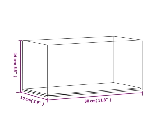 vidaXL vitrīnas kaste, caurspīdīga, 30x15x14 cm, akrils